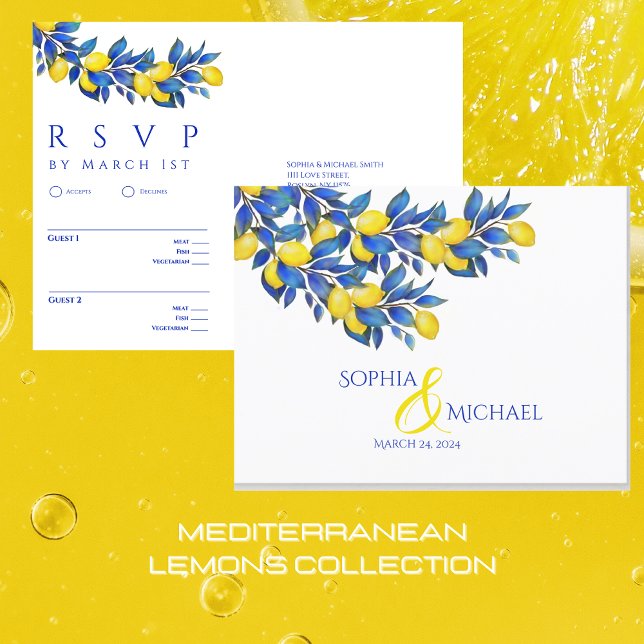 Mediterranean-Lemons-RSVP-Wedding- Postcard (Mediterranean Lemons Collection-Amalfi Italy-Citrus)