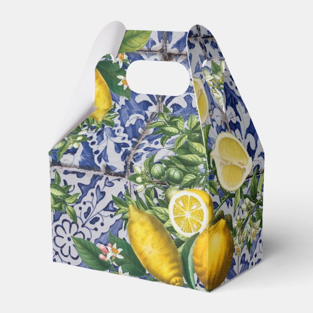 Mediterranean Lemons Summer Portuguese Tiles   Favor Boxes (Front Side)