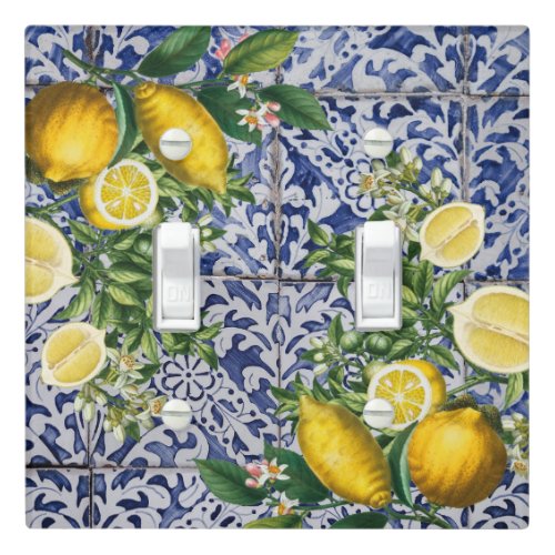 Mediterranean Lemons Summer Portuguese Tiles   Light Switch Cover