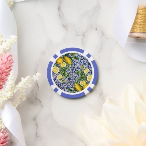 Mediterranean Lemons Summer Portuguese Tiles Poker Chips