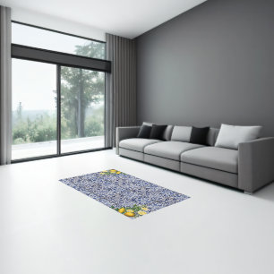 Mediterranean Lemons Summer Portuguese Tiles Rug