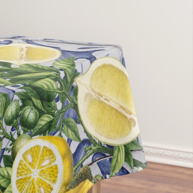 Mediterranean Lemons Summer Portuguese Tiles Tablecloth (In Situ)