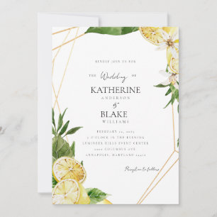 Mediterranean Lemons Tropical III Wedding Invitation