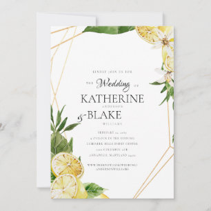 Mediterranean Lemons Tropical Wedding Website Invitation