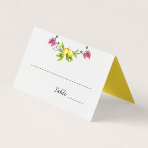 Mediterranean Lemons wedding folded Place cards
