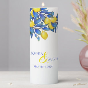 Mediterranean-Lemons-Wedding- Pillar Candle