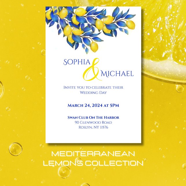 Mediterranean-Lemons Wedding Theme Invitation (Mediterranean Lemons Collection-Amalfi Italy, Citrus)