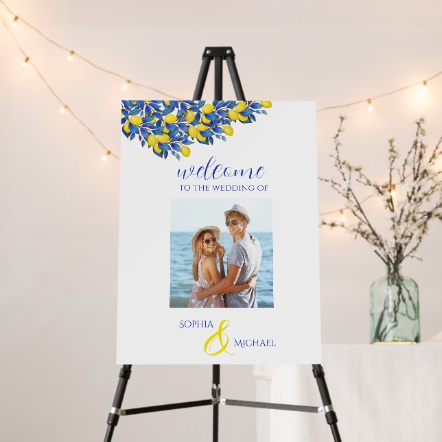 Mediterranean Lemons-Wedding Welcome Sign- Foam Board (In Situ (Stand))