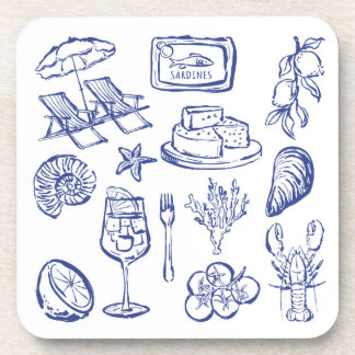 Mediterranean Life Outline Beverage Coaster