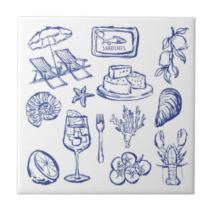Mediterranean Life Outline Ceramic Tile