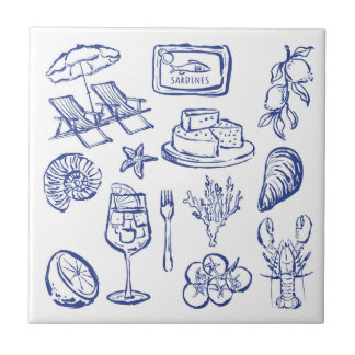 Mediterranean Life Outline Ceramic Tile