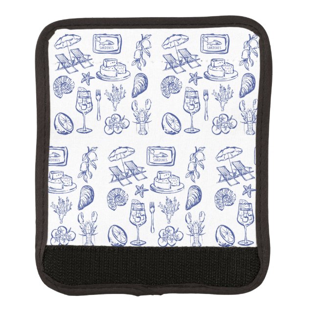 Mediterranean Life Outline Luggage Handle Wrap (Front)