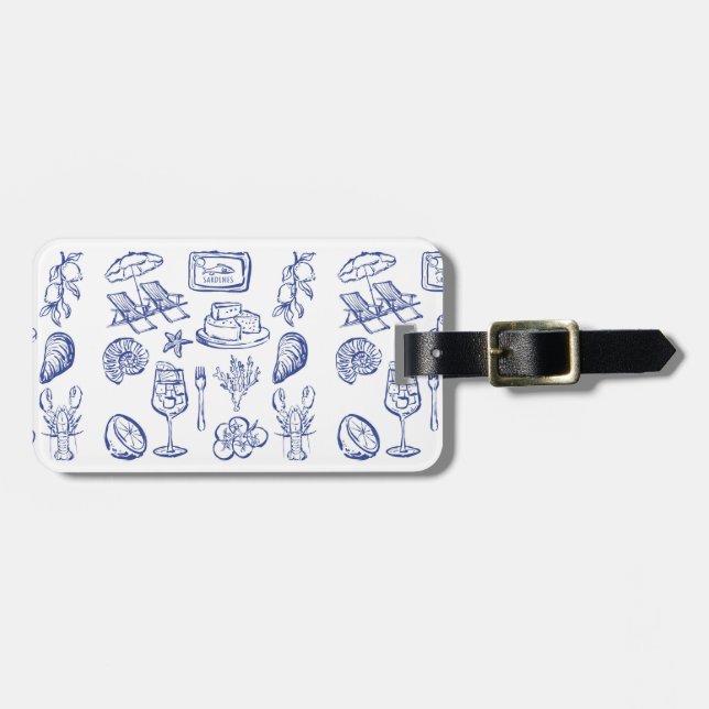 Mediterranean Life Outline Luggage Tag (Front Horizontal)