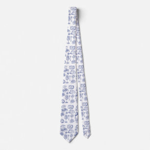 Mediterranean Life Outline Neck Tie