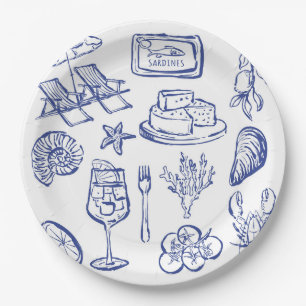 Mediterranean Life Outline Paper Plates