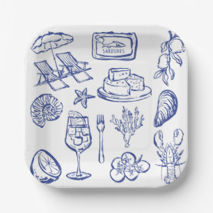Mediterranean Life Outline Paper Plates
