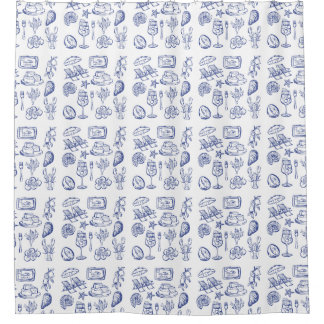 Mediterranean Life Outline Shower Curtain