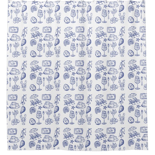 Mediterranean Life Outline Shower Curtain (Front)