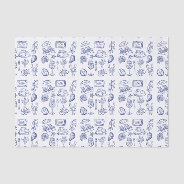  Mediterranean Life Outline Tissue Paper (Front)