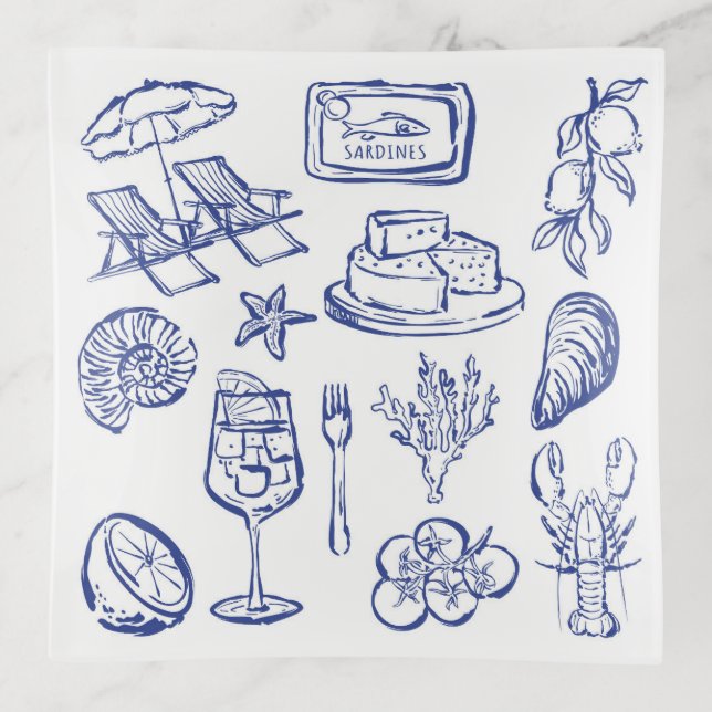  Mediterranean Life Outline Trinket Tray (Front)