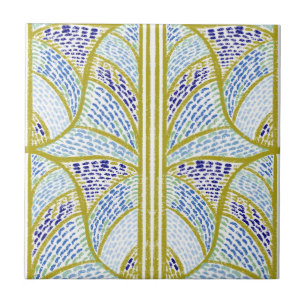 Mediterranean Lime Green & Blue Mosaic Pattern  Ceramic Tile