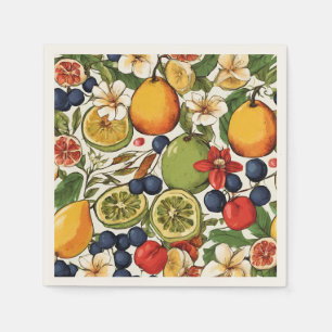Mediterranean Limes, Lemons and Flowers. Painted Napkins