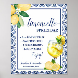 Mediterranean Limoncello Spritz Bar Wedding Shower Poster