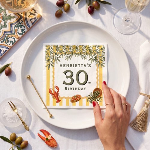 Mediterranean Lobster Bruschetta 30th Birthday Napkins