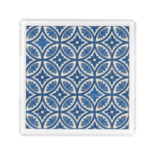 Mediterranean Lotus Tile Pattern - The White Lotus Acrylic Tray