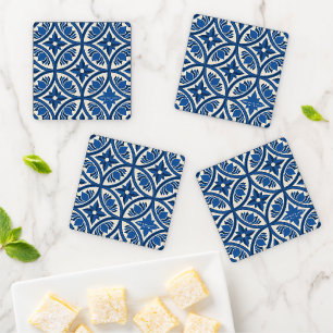 Mediterranean Lotus Tile Pattern - The White Lotus Coaster Set