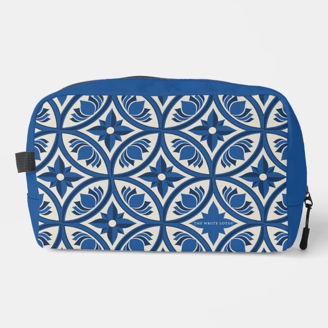 Mediterranean Lotus Tile Pattern - The White Lotus Dopp Kit (Front)