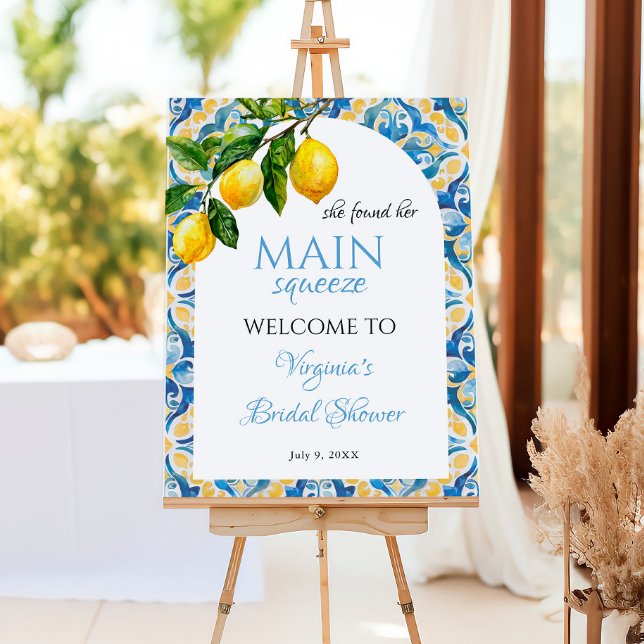 Mediterranean Main Squeeze Bridal Shower Welcome Foam Board (Creator Uploaded)