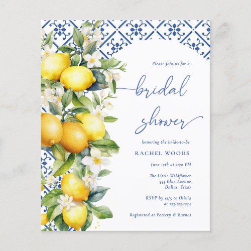 Mediterranean Main Squeeze Lemon Bridal Shower Flyer