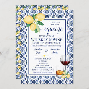 Mediterranean Main Squeeze Whiskey & Wine Shower Invitation