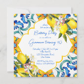 Mediterranean Majolica tiles lemons birthday party Invitation | Zazzle