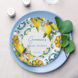 Mediterranean Majolica tiles lemons bridal shower Paper Plates<br><div class="desc">Mediterranean Majolica tiles lemons bridal shower personalized monogram printed paper plates template,  Italian style Capri,  Amalfi Coast,  Sicilia themed party plates personalized table decor  for summer functions.</div>