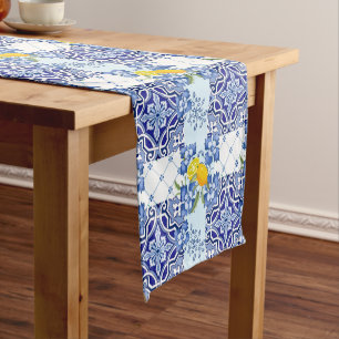Mediterranean,majolica,tiles short table runner