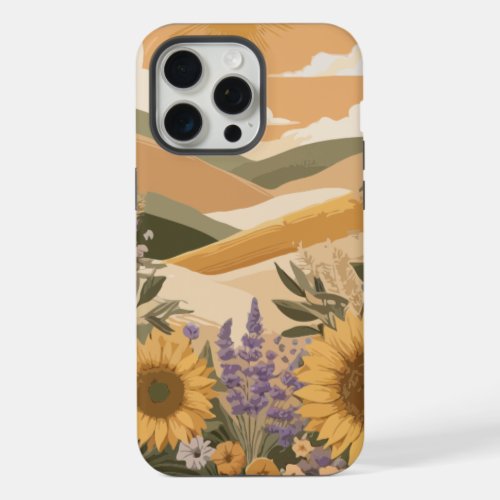 Mediterranean Meadow Lavender Sun Flowers iPhone 15 Pro Max Case