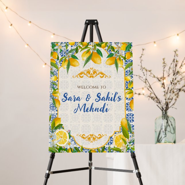 Mediterranean Mehndi signs Blue tile Lemon Mendhi (In Situ (Stand))