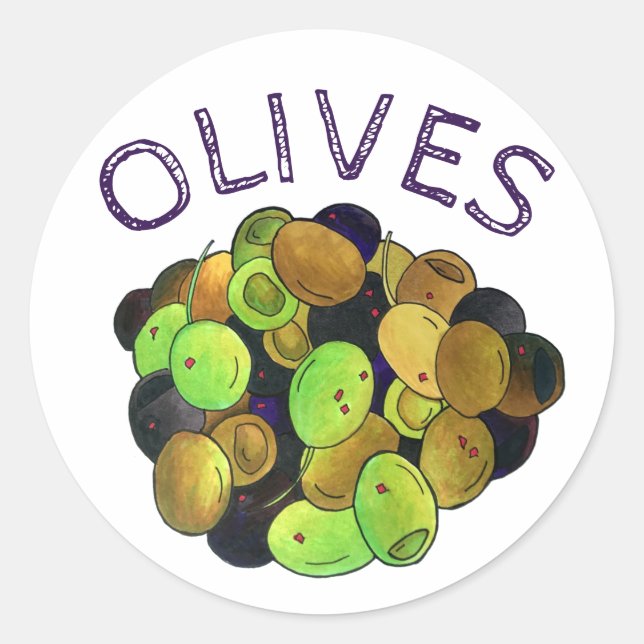 Mediterranean Mixed Olives Greek Food Kalamata Classic Round Sticker (Front)