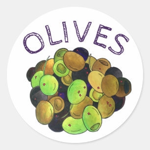 Mediterranean Mixed Olives Greek Food Kalamata Classic Round Sticker