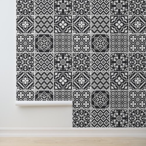 Mediterranean Monochrome Mosaic Tile Wallpaper