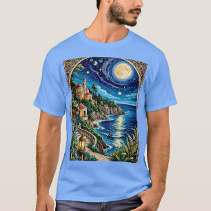 Mediterranean Moonlit Coastline Tee