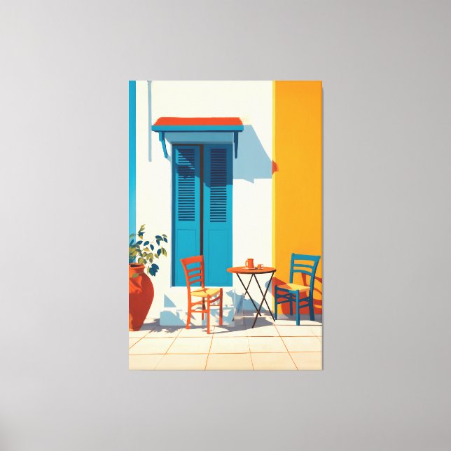 Mediterranean Morning Terrace Bliss Canvas Print (Front)