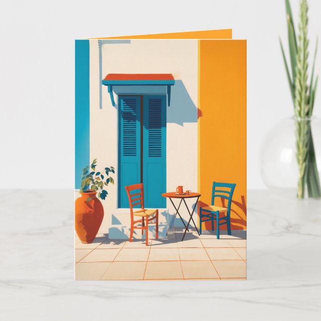 Mediterranean Morning Terrace Bliss Card (Front)