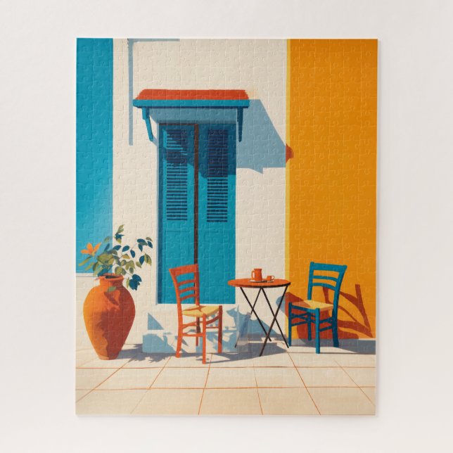 Mediterranean Morning Terrace Bliss Jigsaw Puzzle (Vertical)