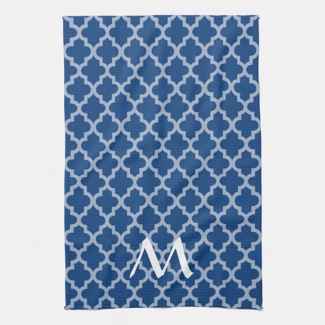 Mediterranean Moroccan Moods Quatrefoil w/ Initial Towel (Vertical)