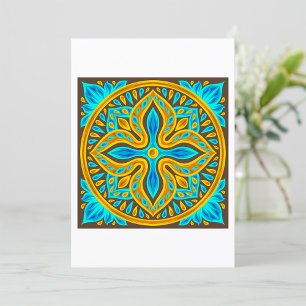 Mediterranean Moroccan Tile Pattern Blue and Gold Invitation