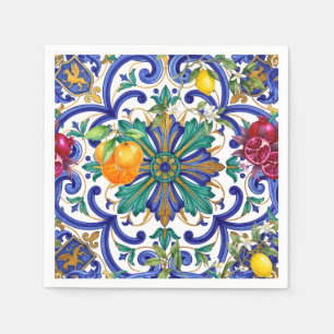 Mediterranean Mosaic lemon fruit Napkins
