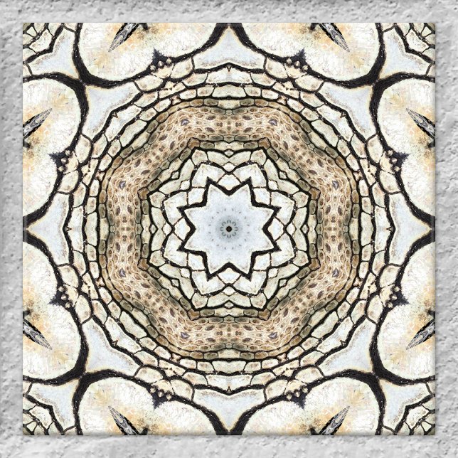 Mediterranean Mosaic Nature Inspired Ceramic Tile (Ceramic tile featuring a geometric mosaic design based on original animal skin prints)